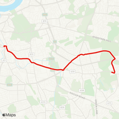 TfL Lewisham - Lee Green - Eltham Green - Eltham - Crown Woods Sch map