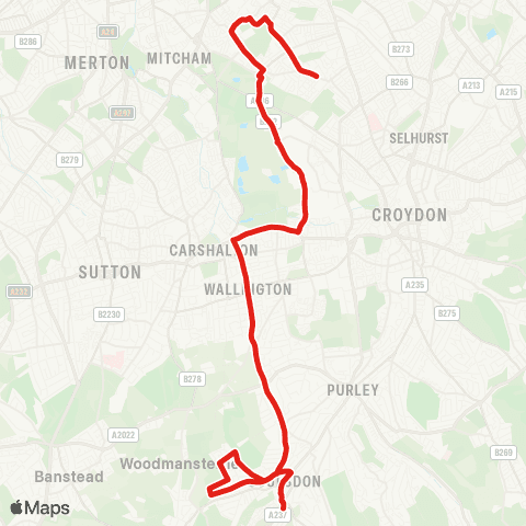 TfL Coulsdon S - Clock House Estate - Woodcote - Beddington - Pollards Hill map