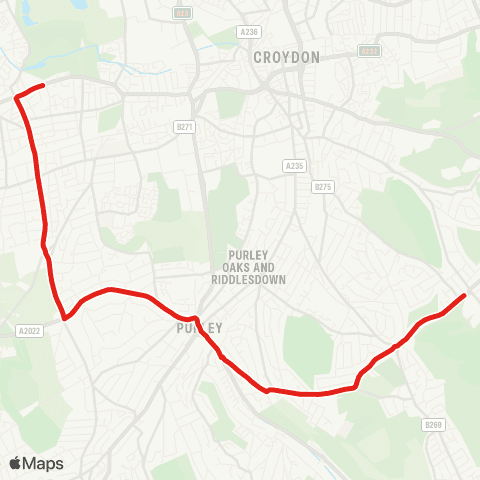 TfL Selsdon - Riddlesdown - Purley - Woodcote Green - Wallington, Cty Grammar Sch map