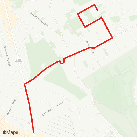 TfL Golders Green - Hoop Ln - Meadway - Southway - Henrietta Barnett Sch map