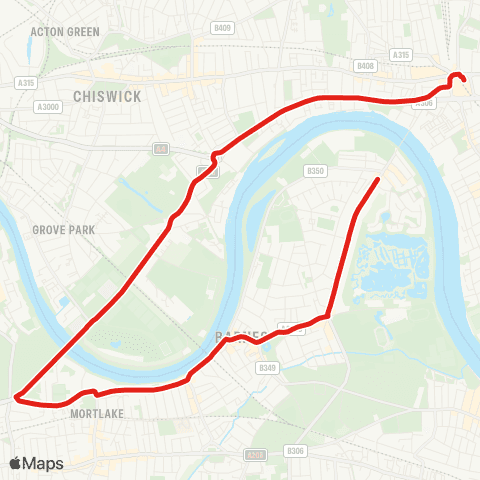 TfL Hammersmith - Mortlake - Sheen - Barnes Bridge Sta - Castelnau, Lonsdale Rd map