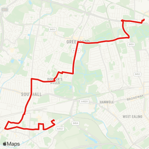 TfL Southall, Toplocks Estate - Southall - Dormers Wells - Greenford - Medway Estate - Perivale, Tesco map