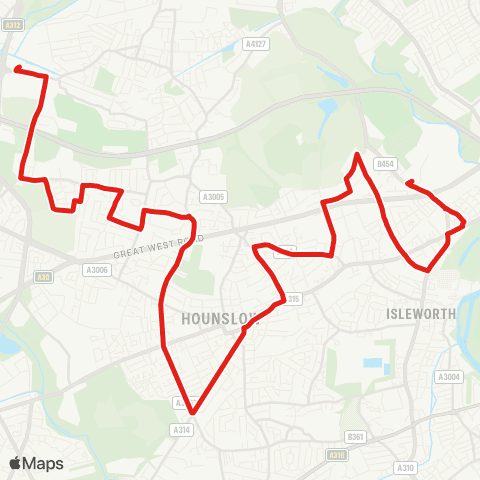 TfL Bulls Bridge - Hounslow - Spring Grove - W Middlesex Hosp - Osterley, Tesco map