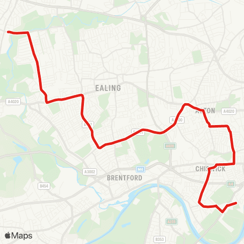 TfL Greenford Bway - W Ealing - Northfields - Turnham Green - Chiswick, Edensor Rd map