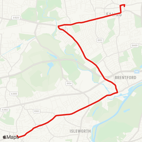 TfL Hounslow - Brentford - Boston Manor - Hanwell - Ealing Bway map