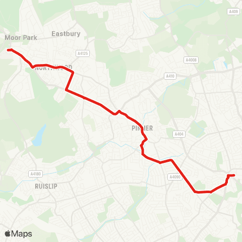 TfL Harrow - W Harrow - Pinner - Northwood Hills - Northwood - Mt Vernon Hosp map