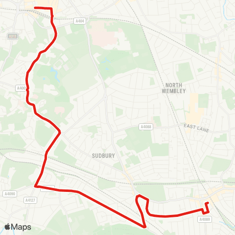 TfL Harrow - Sudbury Hill - Sudbury Town - Chaplin Rd - Wembley Central map