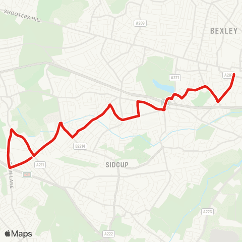 TfL Bexleyheath - Upton - Blendon - Days Ln - New Eltham map