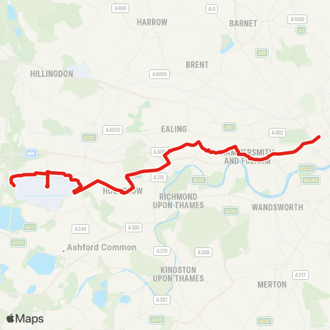 TfL Green Pk - Hammersmith - Acton Town Night Tube Only map