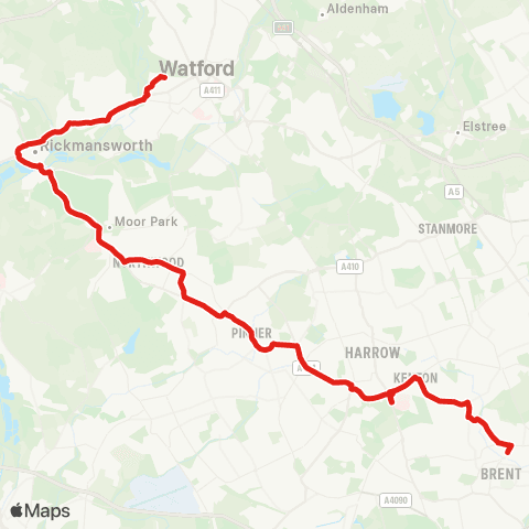 TfL Watford - Harrow-On-The-Hill map
