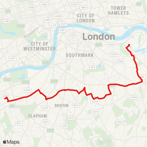 TfL Canada Water - Clapham Junction map