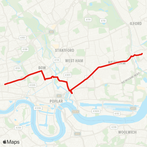 TfL Barking - Whitechapel map