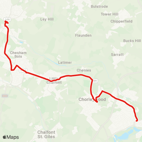 TfL Rickmansworth - Amersham - Chesham map