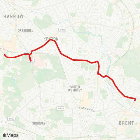 TfL Wembley Pk - Harrow-On-The-Hill (Until 12:00) map