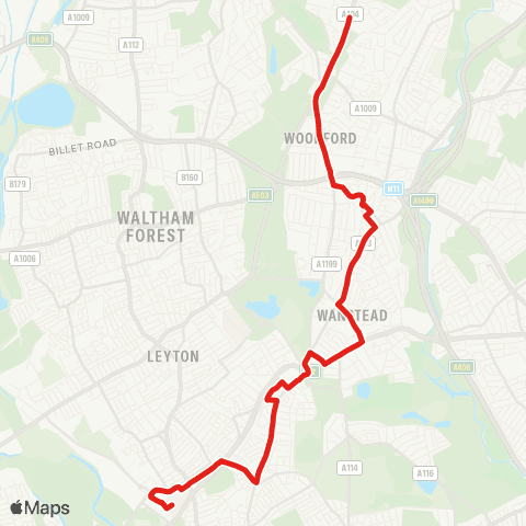 TfL Leyton, Superstores - Wanstead - S Woodford - Woodford Green - Woodford Wells map