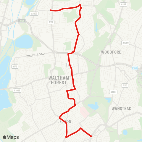TfL Chingford Mt - Highams Pk - Bakers Arms - Leyton - Leytonstone map
