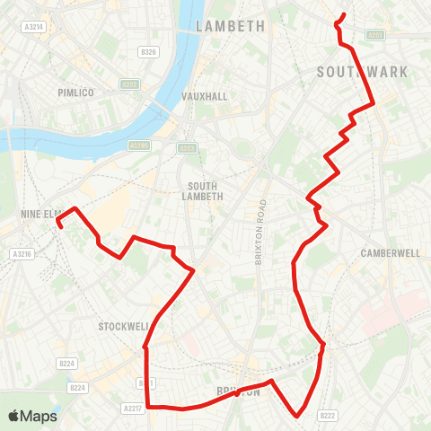 TfL Elephant & Castle - Loughborough Pk - Brixton - Clapham N - Nine Elms, Patmore Estate map