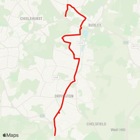 TfL Queen Mary's Hosp - Sidcup - St Mary Cray - Orpington - Green St Green map