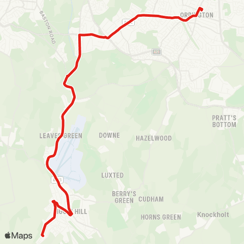 TfL Orpington, Walnuts Ctr - Locksbottom - Keston - Biggin Hill - Biggin Hill Val map