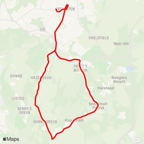 TfL Orpington Sta - Green St Green (Continues to Knockholt) map