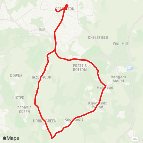 TfL Orpington - Green St Green (Continues to Knockholt) map
