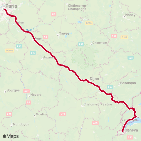 SNCF TGV + Intercités TGV Lyria map