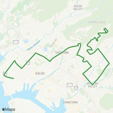 TheBus Kalihi-Alewa Heights map