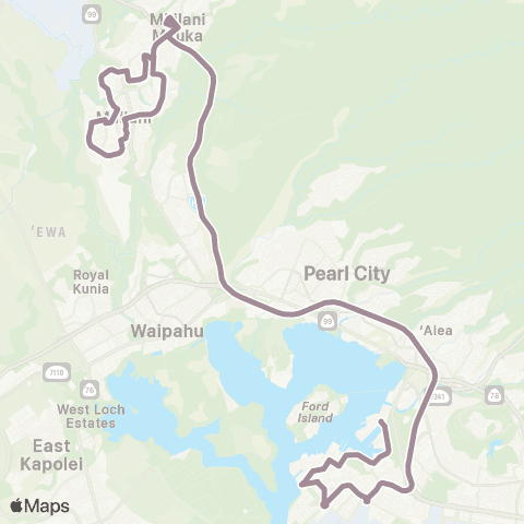 TheBus Mililani Town-Pearl Harbor Express map