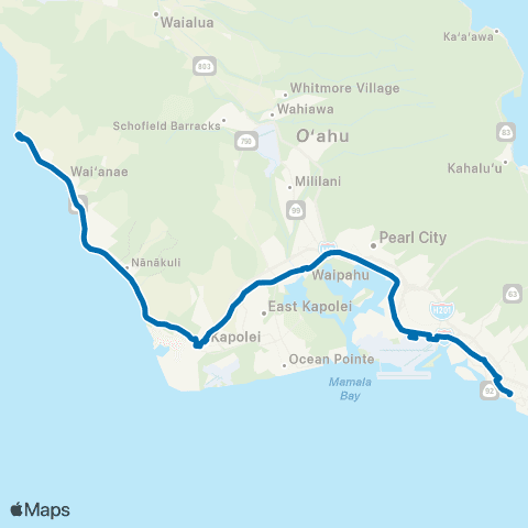 TheBus Honolulu-Makaha map
