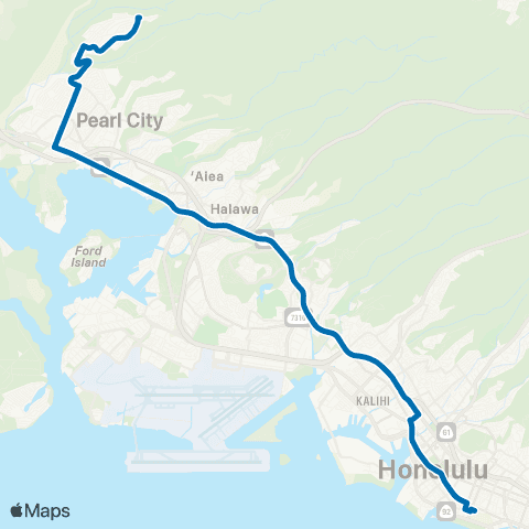 TheBus Honolulu-Pacific Palisades map