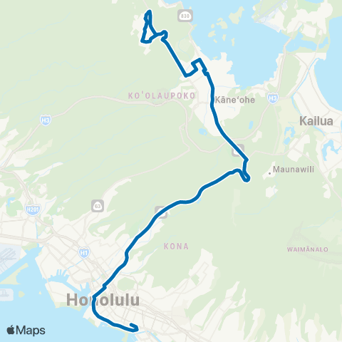TheBus Honolulu-Kaneohe-Ahuimanu map