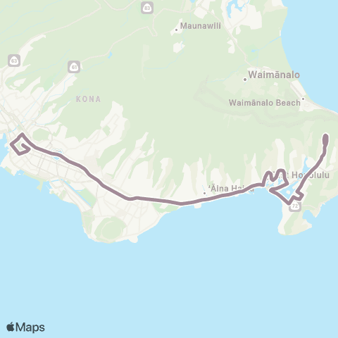 TheBus Hawaii Kai Park & Ride Express map