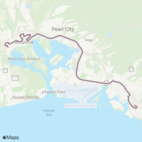 TheBus Waipahu Express map