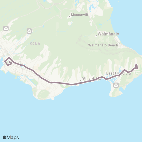 TheBus Hawaii Kai Park & Ride Express map