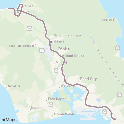 TheBus Wahiawa Town Express map