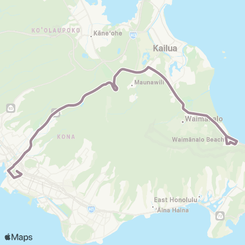 TheBus Waimanalo-Kailua Express map