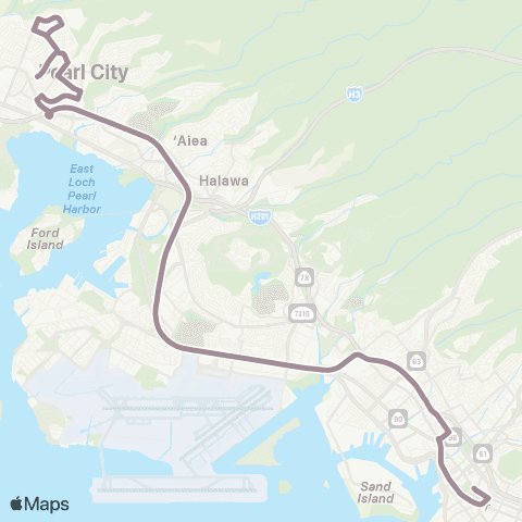 TheBus Pearl City Express map