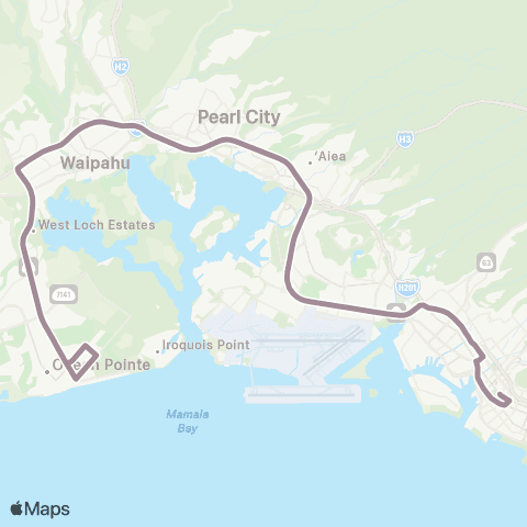 TheBus Ewa Beach Express map