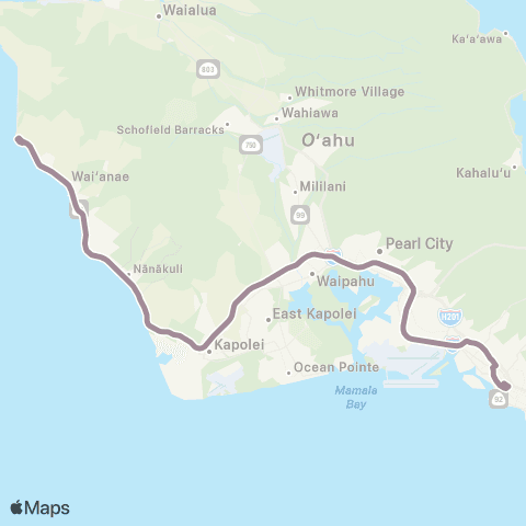 TheBus Waianae Coast Express-CBD map