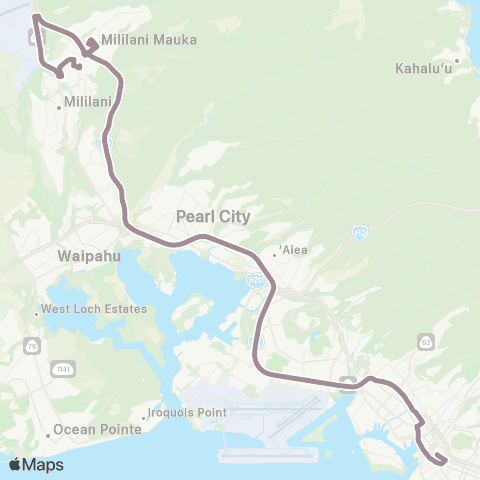 TheBus Wahiawa-Mililani Park & Ride map