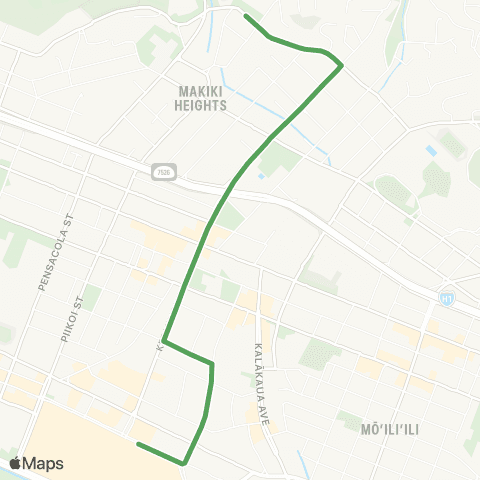 TheBus Makiki-Ala Moana map