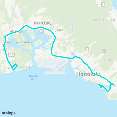 TheBus Waipahu via Farrington Express map