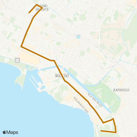 TheBus Waikiki-Ala Moana map