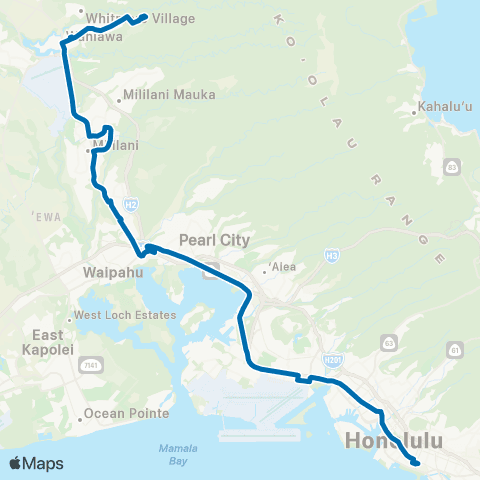 TheBus Honolulu-Wahiawa map