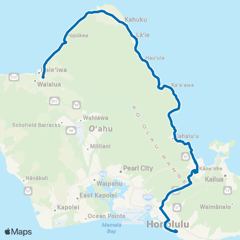 TheBus Honolulu-Kaneohe-Haleiwa map