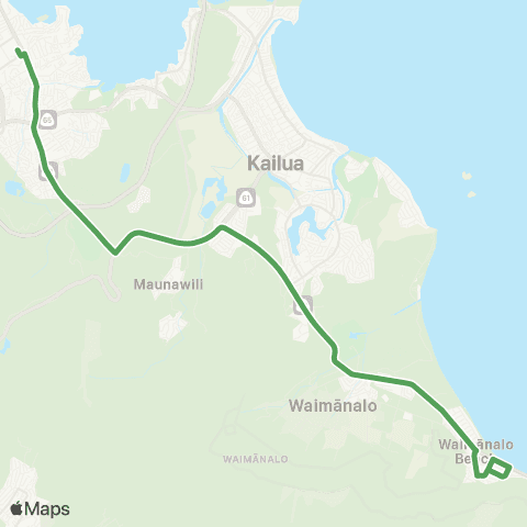 TheBus Kaneohe-Waimanalo-Sea Life Park map