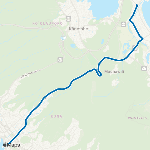 TheBus Downtown-Kailua-Aikahi map