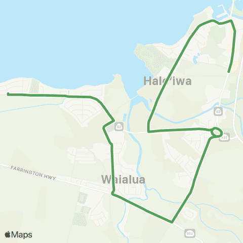 TheBus Waialua-Haleiwa map