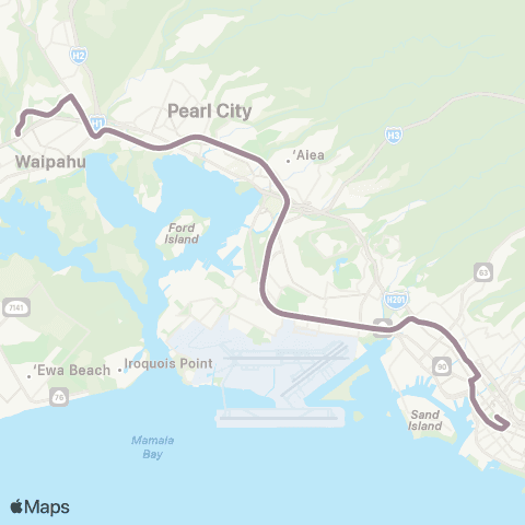 TheBus Paiwa-Waikele Express map