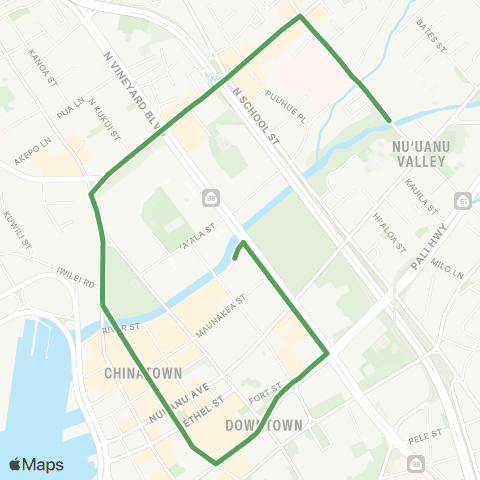 TheBus Chinatown-Kuakini-Kauluwela map
